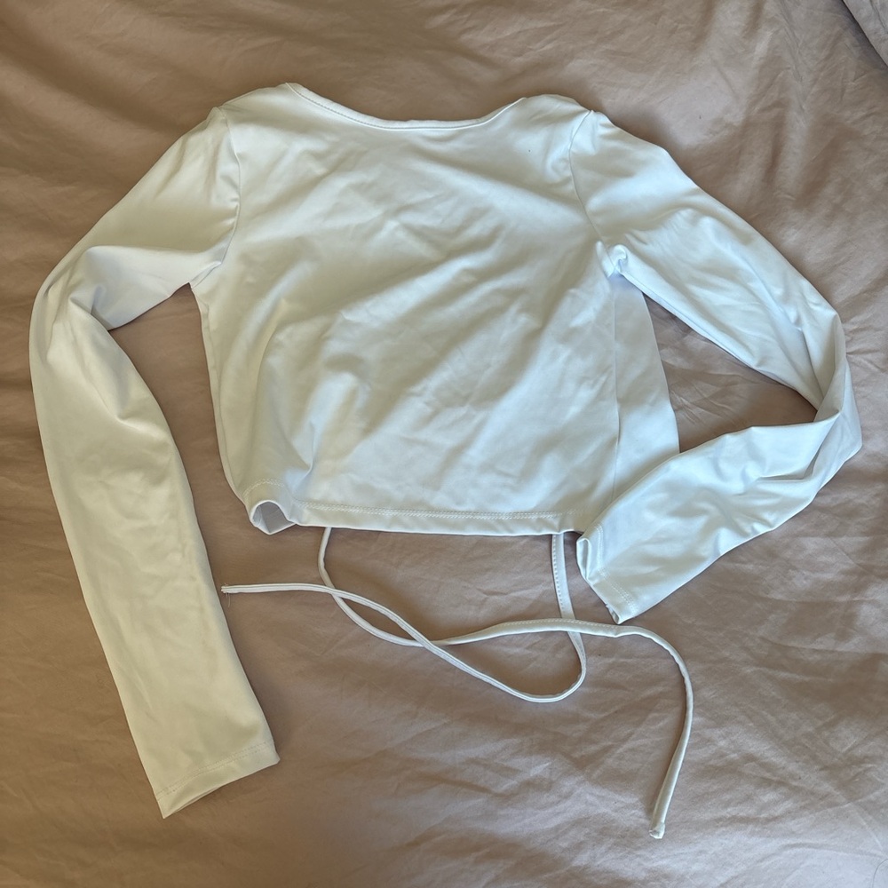 White Long Sleeve Crop Top